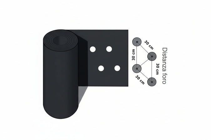 Foglia Polietilene Nera Pacciamatura 2 Fori Passo Cm.30 H.Cm.120- - Rotolo Mt.50 - 1 Rotolo