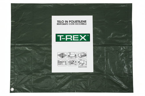 Telo Occhiellato Bordato Con Angoli Rinforzati 100 Gr. Normale Mt.3X5 Gr.100 Al Mq. Colore Verde/Blu Trex
