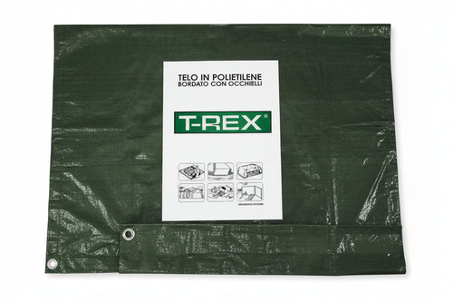 Telo Occhiellato Bordato Con Angoli Rinforzati 100 Gr. Normale Mt.5X8 Gr.100 Al Mq. Colore Verde/Blu Trex