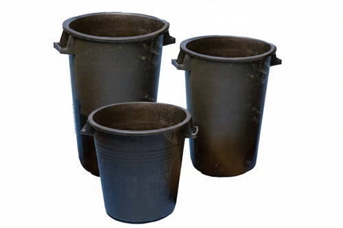 Bidoni Neri Per Uso Agricolo Senza Coperchio Lt.75 Ø Cm.45 Altezza Cm.63,5 Ics