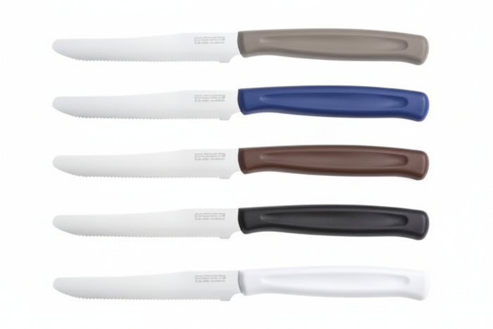 Coltello Da Bistecca Ausonia Maniago: Lama Inox Semi-Dentata 11 Cm Con Manico Antiscivolo In Gomma Termoplastica - Professionale