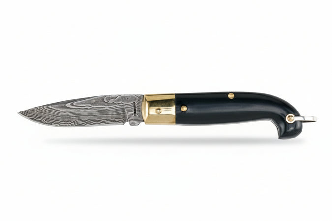 Coltello Zuavo Lama In Acciaio Inox Con Manico Finto Corno Cm.18 23150 Ausonia
