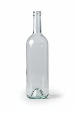 Bottiglia Bordolese In Vetro Trasparente Tonda Per Vino- - Capacitãe Lt.0,75 - 20 Pezzi