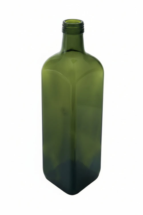 Bottiglia Marasca In Vetro Quadra Per Olio- - Capacitãe Lt.0,25 - Vetro Verde - Tappo 31,5 - 48 Pezzi