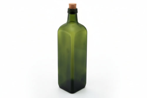 Bottiglia Marasca In Vetro Quadra Per Olio- - Capacitãe Lt.1,00 - Vetro Verde - Tappo 31,5 - 20 Pezzi