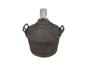 Damigiana A Bocca Stretta In Vetro Vestita Lt.5 Bocca Ø Mm.28