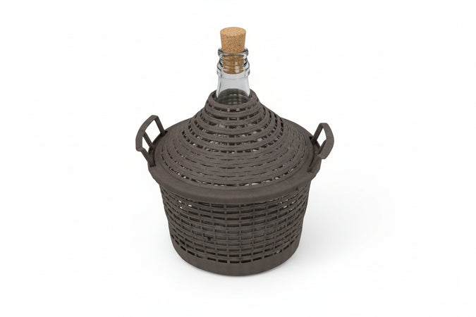 Damigiana A Bocca Stretta In Vetro Vestita Lt.25 Bocca Ø Mm.41