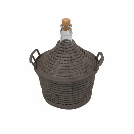 Damigiana A Bocca Stretta In Vetro Vestita Lt.34 Bocca Ø Mm.41