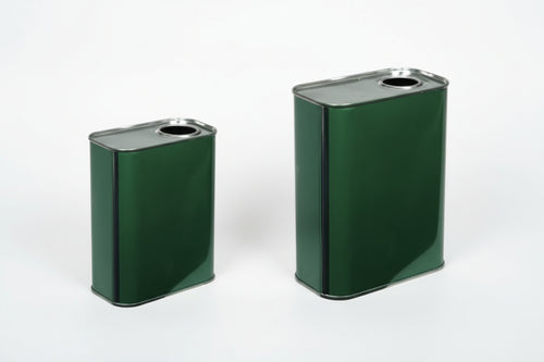 Lattina Per Olio Rettangolare Verde- - Lt.0,5 - Cm.5,4X8,1X13,8H. (Bancale Pz.1764) - 28 Pezzi