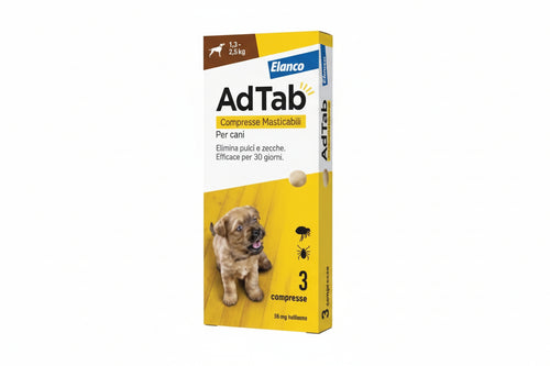 Adtab Compresse Masticabili Per Cani Kg.1,32,5 3 Compresse Da Mg.56,25 Di Lotilaner Adtab