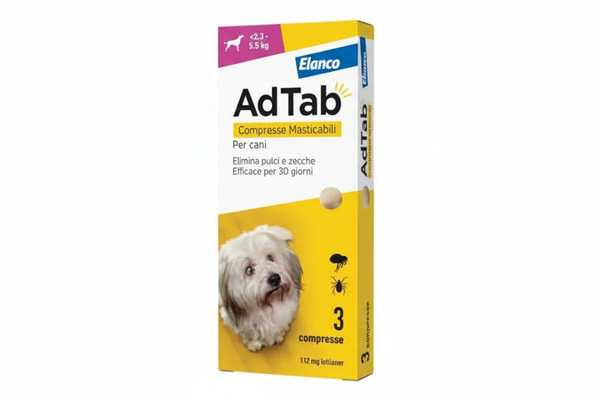Adtab Compresse Masticabili Per Cani Kg.2,55,5 3 Compresse Da Mg.112,5 Di Lotilaner Adtab