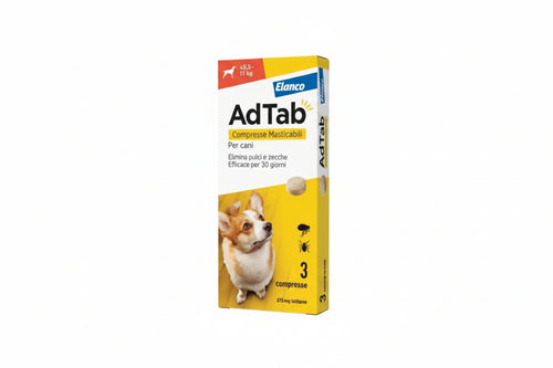 Adtab Compresse Masticabili Per Cani Kg.5,511 3 Compresse Da Mg.225 Di Lotilaner Adtab