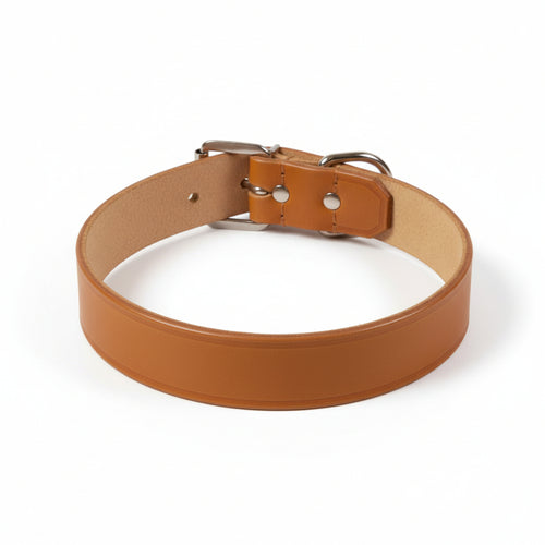 Collare Per Cani Cuoio Extra Naturale Con Finta Cucitura- - Cm.37X1,6 Cuoio Naturale - 6 Pezzi
