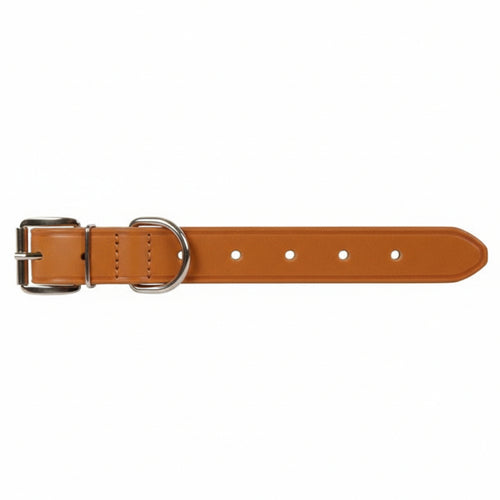 Collare Per Cani Cuoio Extra Naturale Con Finta Cucitura- - Cm.44X2 Cuoio Naturale - 6 Pezzi