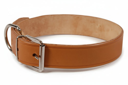 Collare Per Cani Cuoio Extra Naturale Con Finta Cucitura- - Cm.51X2,5 Cuoio Naturale - 6 Pezzi