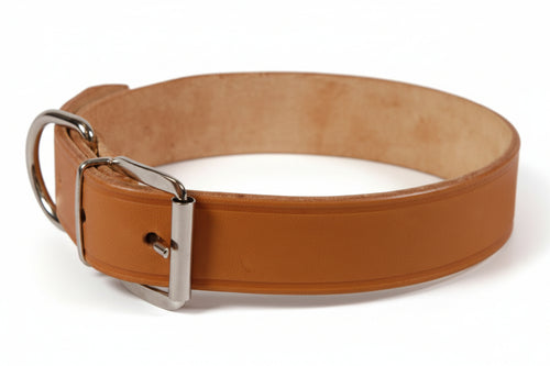 Collare Per Cani Cuoio Extra Naturale Con Finta Cucitura- - Cm.61X3,5 Cuoio Naturale - 6 Pezzi