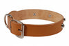 Collare Per Cani Cuoio Extra Naturale Finta Cucitura Con Borchie- - Cm.51X2,5 Cuoio Naturale - 6 Pezzi