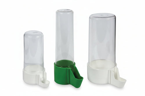 Abbeveratoio Trasparente Per Gabbia Uccelli- - Ø Cm.7X9,5H. Grande Portata Cc.400 - 5 Pezzi