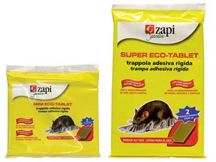 Colla Per Topi Su Tavoletta Eco-Tablet- - Super, Confezione 2 Tavolette Adesive Cm.19X28 - 24 Confezione Zapi