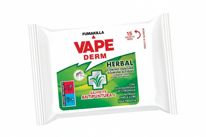Salviette Profumate Antipuntura Derm Herbal- - In Flowpack Pz.15 - 12 Pezzi Vape