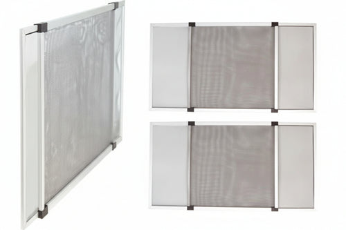 Zanzariera In Fibra Con Telaio Componibile In Alluminio Colore Bianco Ral9010 Rete Grigia Cm.75X50H. Vette