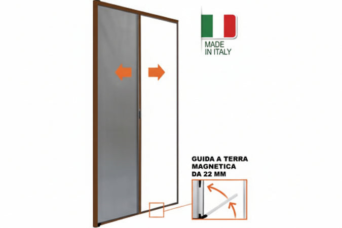 Zanzariera A Rullo Laterale Struttura In Alluminio Colore Marrone Cm.160X250H. Sangiorgio