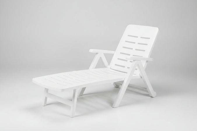 Lettino Da Giardino Smeraldo Bianco Cm.72X189X96H. Peso Kg.10,4