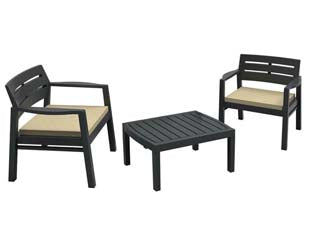 Salottino 3 Pezzi Lombok Antracite 2 Posti Cm. 76X61X48,5H. Peso Kg.18,3