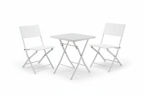 Set Giardino Fold White In Rattan Sintetico Pp Tre Pezzi Vette