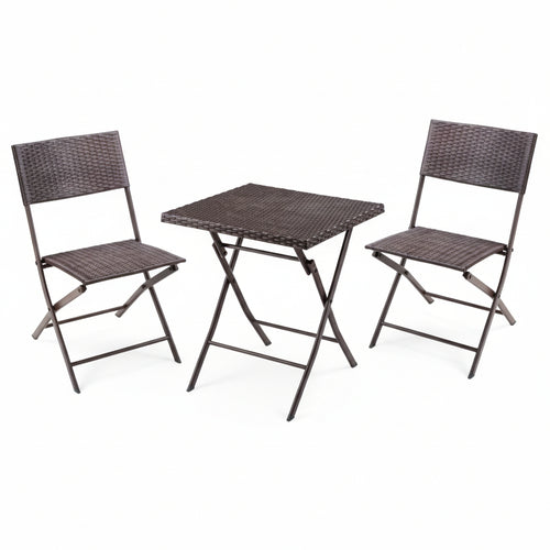 Set Giardino Fold Black In Rattan Sintetico Pp Tre Pezzi Vette