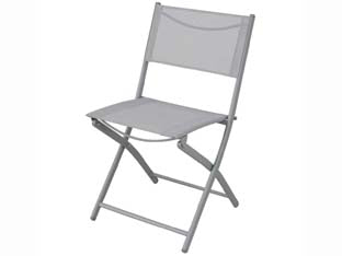 Sedia Pieghevole Con Seduta In Textilene Colore:Grigio Cm.51X46X81H. Peso Kg.2,8 Vette
