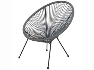 Sedia Relax Con Seduta A Corde In Polyrattan Colore: Grigio Cm.70X69X81H. Peso Kg.5,4 Vette