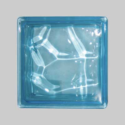 Vetromattone Ondulato Celeste 19X19X8 Cm - 6 Pezzi