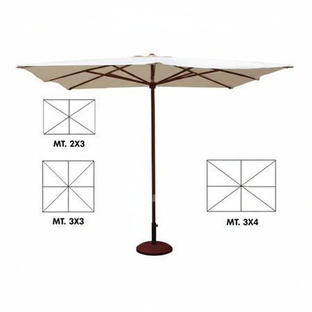 Ombrellone In Legno Gold Cm.300X400 Palo Ø Mm.48 A 8 Stecche Vette