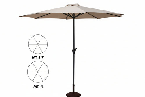 Ombrellone In Metallo Tondo Con Manovella Ø Cm.300 Palo Ø Mm.48 A 6 Stecche Vette