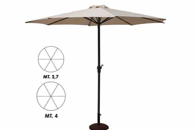 Ombrellone In Metallo Tondo Con Manovella Ø Cm.300 Palo Ø Mm.48 A 6 Stecche Vette