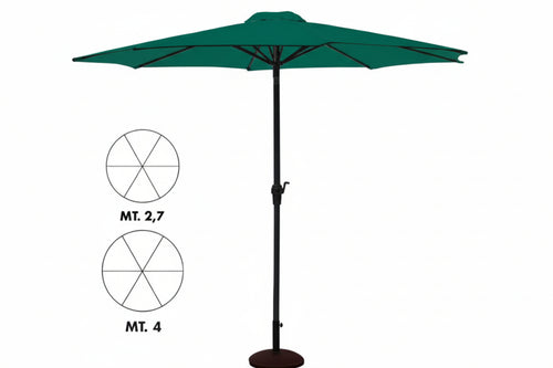 Ombrellone In Metallo Tondo Con Manovella Ø Cm.270 Palo Ø Mm.38 A 6 Stecche Vette