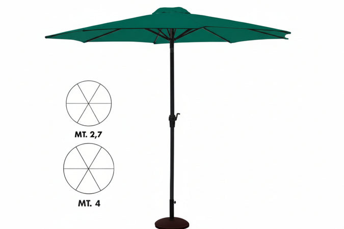 Ombrellone In Metallo Tondo Con Manovella Ø Cm.270 Palo Ø Mm.38 A 6 Stecche Vette