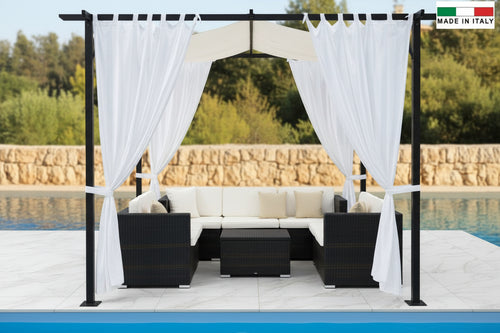 Tenda Per Gazebo Velo Con Fettuccia E Passanti Cm.150X280H. Bianco Bianco