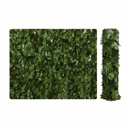 Siepe Ornamentale Artificiale Con Foglie Edera- - Mt.3X1H. - 1200 Foglie - 1 Rotolo T-Rex