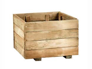 Fioriera Quadrata In Pino Impregnato Assemblata Cm.40X40X26H.