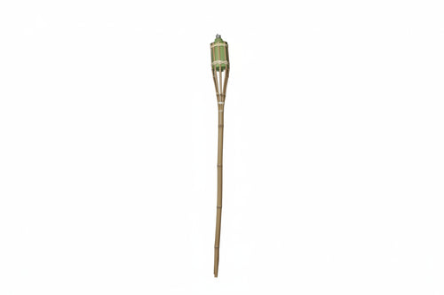 Torcia In Bambu' Con Puntale- - Cm.150H. Con Serbatoio Ø Cm.20X7H. - 8 Pezzi Lapillo