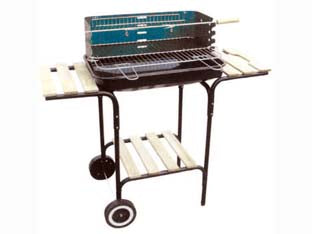 Barbecue Rettangolare Con Piani Legno California Bracere Cm.60X40 Lapillo