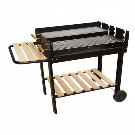 Barbecue Rettangolare Con Ripiani Legno Texas Bracere Cm.75X50 Lapillo