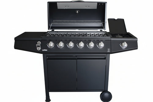 Barbecue A Gas Gpl 6 Bruciatori + 1 Fornello Cm.137,5X55,5X110H. Lapillo
