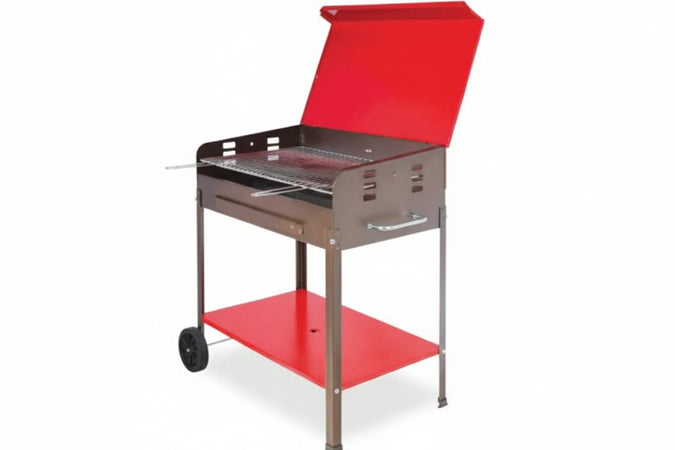 Barbecue Rettangolare A Carbonella Etna Con Ruote Bracere Cm.50X80 Mille