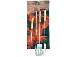 Attrezzi Acciaio Cromato Per Barbecue In Set 3 Pezzi Lapillo