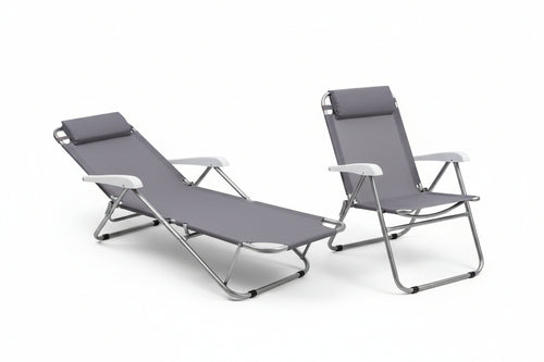 Sdraio In Alluminio Allungabile Con Tessuto Texilene Cm.60X113/156X86H. Vette