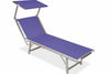 Lettino Alluminio Piegh. Pesante Con Parasole Tessuto Texilene Blu Cm.61X184X38/100H. Con Viti Inox Vette