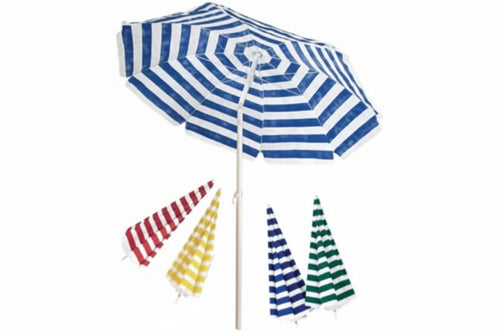 Ombrellone Da Spiaggia In Cotone Tondo Cm.200 Colore Bianco/Giallo Vette